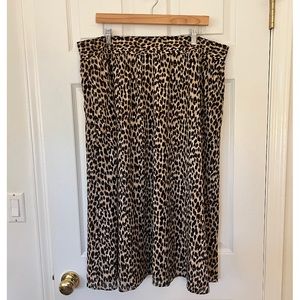 LOFT Plus Leopard Midi Skirt with Elastic Waistband